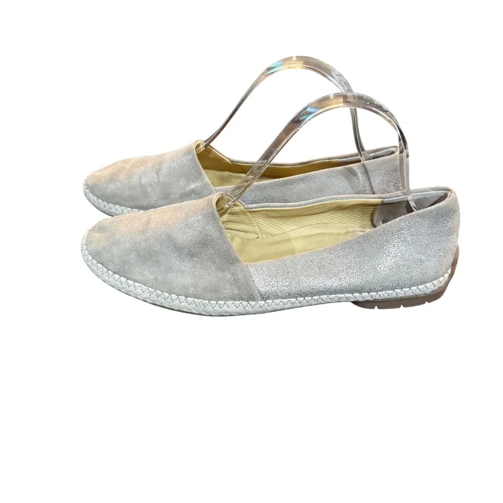 Paul Green Women's Beige‎ Suede Metallic Accent Espadrille Flats Shoes Size 10